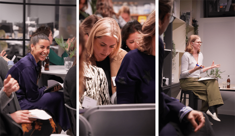 Three images showing three women at a women in construction sussex event.