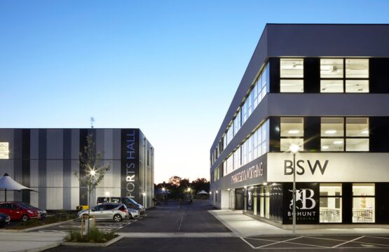 Bohunt School in Worthing at dusk