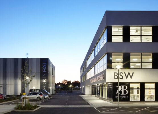 Bohunt School in Worthing at dusk