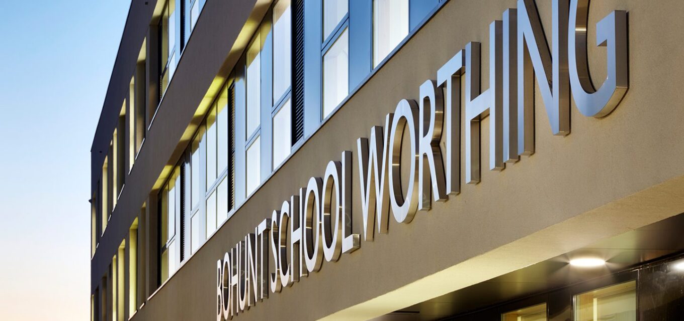 Bohunt School Worthing, close up of sign