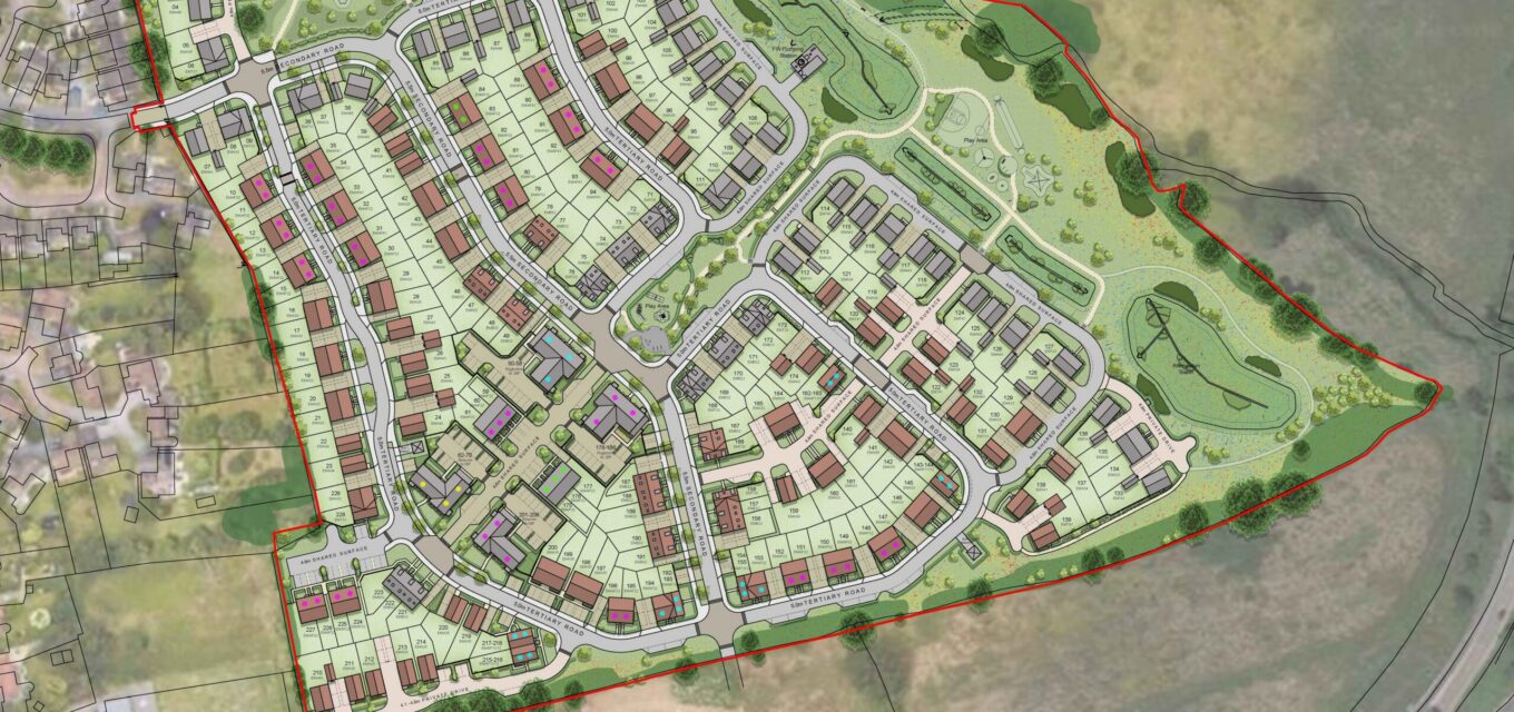 Site layout of Outline Application masterplan for residential homes in Berkshire.